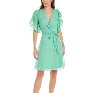 London Times Women’s Dress Mint Green Polka Dot Wrap style knee-length size 6
